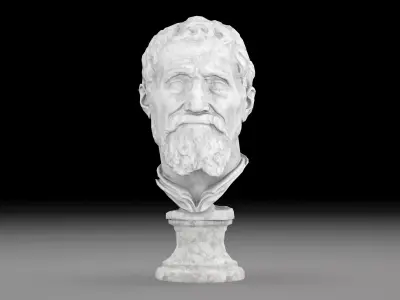 Michelangelo Buonarroti head sculpture Low-poly 3D model