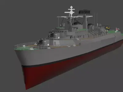 British County Class Destroyer 3D model