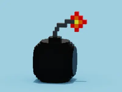 Voxel Bomb Low-poly 3D model