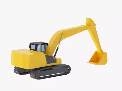 Excavator Construction 330 Simplified Low-poly 3D model