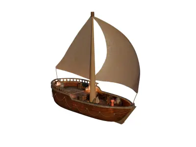 Stylized old boat  3D model