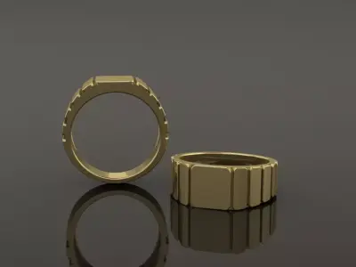 Signet Ring Band Tappered Box Step Mix Size 3D print model