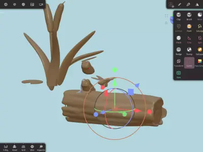 frog bug log and reed Free 3D model