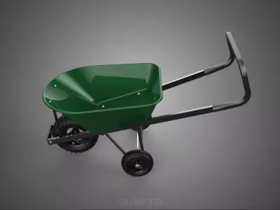 3 THREE WHEELS WHEELED WHEEL BARROW WHEELBARROW TIRE BASE CART 3D model