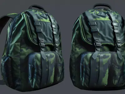 Backpack Camping Generic military human bag storqge baggage Low-poly 3D model 12
