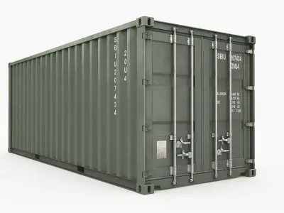 20ft Military Container Khaki 3D model