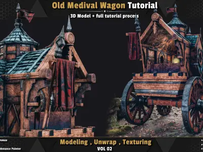 Old Medival Wagon 3D model