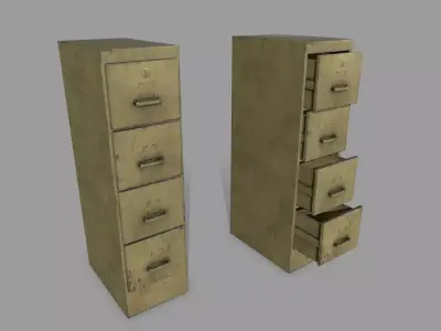 Cabinet wooden box Low-poly 3D model