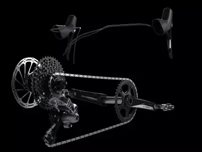Sram Rival Groupset and Shimano XTR pedals 3D model