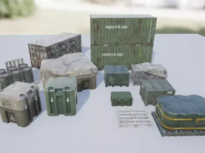 Military Containers and Crates Pack Low-poly 3D model