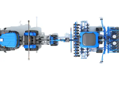 New Holland Tractor with Seed Drill 3D model purchase