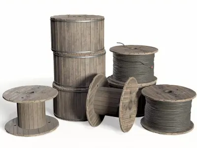 Industrial Spool Low-poly 3D model