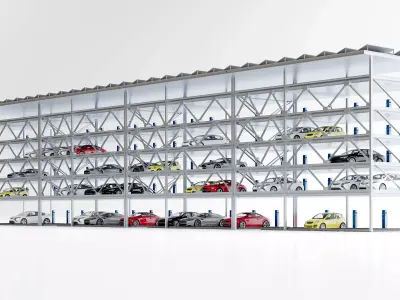 Modern multi-level parking lot 3D model