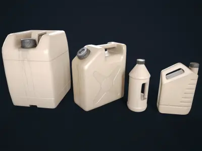  Plastic canisters Low-poly 3D model