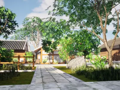 Traditional Asian Village 3D model