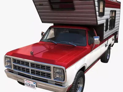 Dodge Ram D100 camper truck Low-poly 3D model