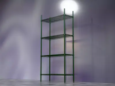 Wire Shelves - 36 inches X 14 inches X 72 inches in green epoxy Low-poly 3D model