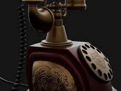 Antique Vintage Phone Low-poly 3D model