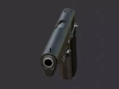 Semi Auto Pistol With Wood Grip Low-poly 3D model