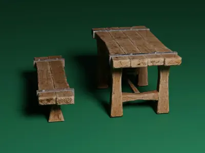 Medieval table 1 Low-poly 3D model