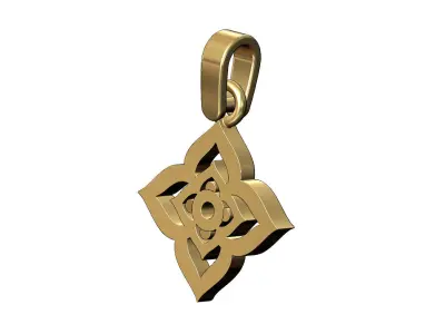 Floral star 3mm diamond pendant charm with bail 3D print model