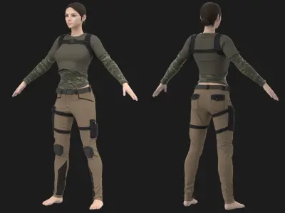 Tactical female outfit  Marvelous Designer project 3D model