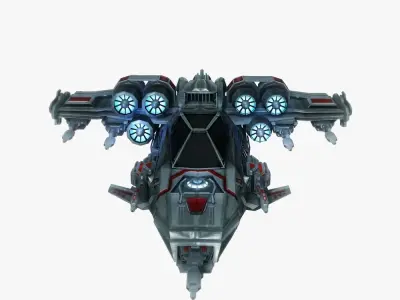 Spaceship fighter 2 game ready Low-poly 3D model