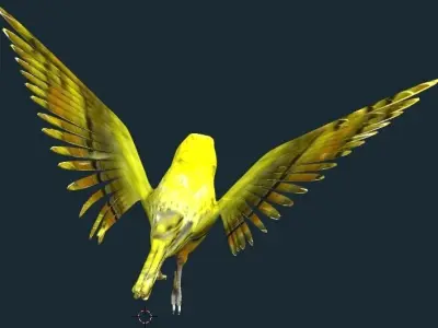 yellow bird animated Low-poly 3D model