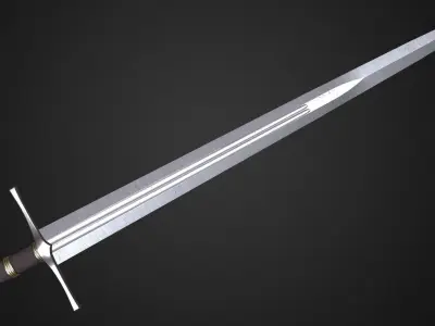 Medieval sword Low-poly 3D model 11
