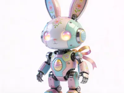 MECHANICAL EASTER BUNNY ROBOT 3D MODEL  Low-poly 3D model