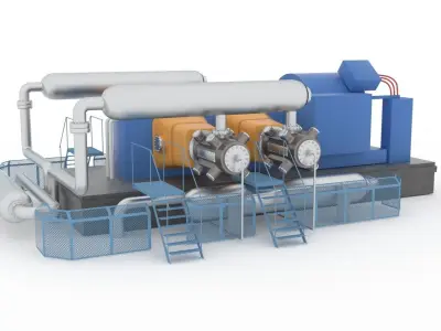 Indoor gas compressor Low-poly 3D model