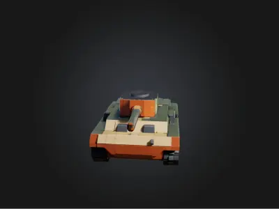 Blocky Tank   Low-poly 3D model