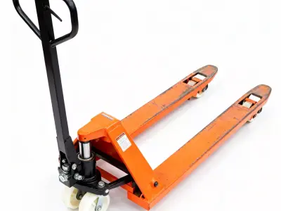 Industrial Orange Hydraulic Pallet Jack 3D Model Low-poly 3D model