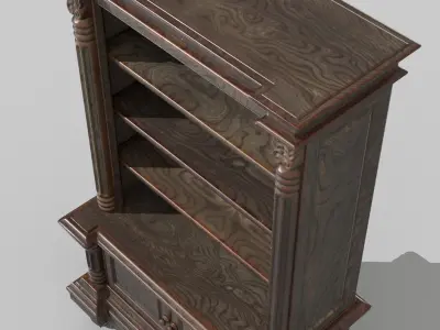 Antique bookcase Low-poly 3D model buy