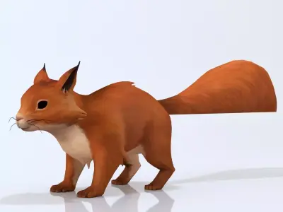 Squirrel colorful Low-poly 3D model