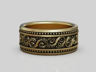 Vintage Baroque Band Ring 3D print model