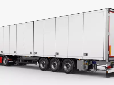 Truck With Side Loading Trailer 3D model