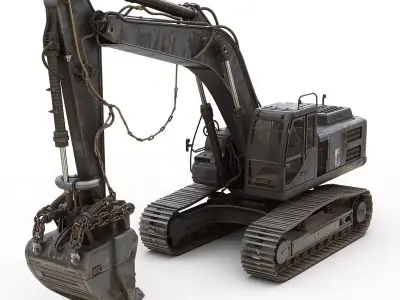 Gothic Coffin-Themed Excavator 3D Model Low-poly 3D model