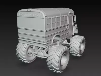 High Detail Off-Road 3D Model Monster Truck Bus STL File 3D print model