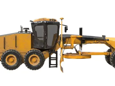 140M motor grader Low-poly 3D model