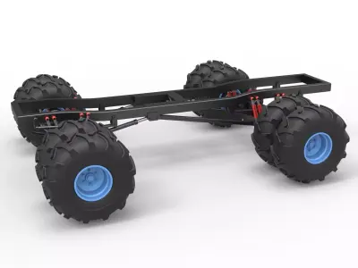 Chassis of vintage monster truck double wheels Scale 1 to 25 3D print model purchase