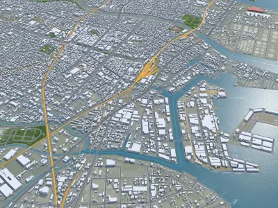 Yokkaichi Mie Japan Low-poly 3D model