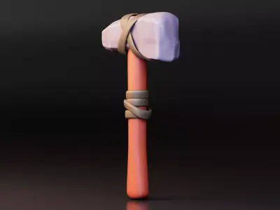 Stylized Stone Hammer Weapon Free low-poly 3D model