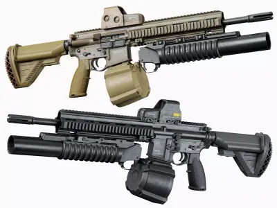 AR 15 Modular Tactical HK416 Low-poly 3D model