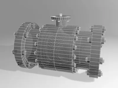 Industrial Ball Valve Cutaway 3D model