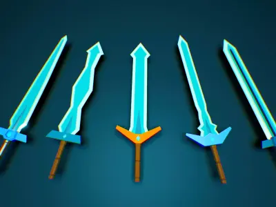 LowPoly Medieval Sword Pack Low-poly 3D model