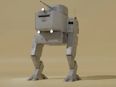 Panzer Mech Walker with RIG and LOWPOLY Default camo Low-poly 3D model