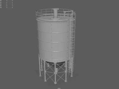 VERTICAL WATER SILO Low-poly 3D model