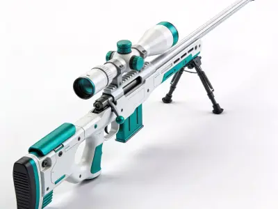 Futuristic Tactical Sci-Fi Sniper Rifle 3D Model Low-poly 3D model