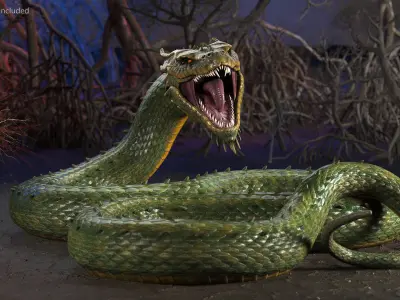 Aggressive Serpentine Dragon 3D model